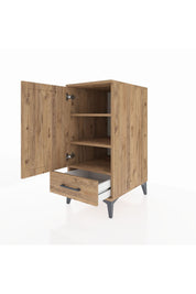Kronos Komodin 3 Raflı Tek Çekmeceli Tek Kapaklı 44x59x96 Çam-Çam