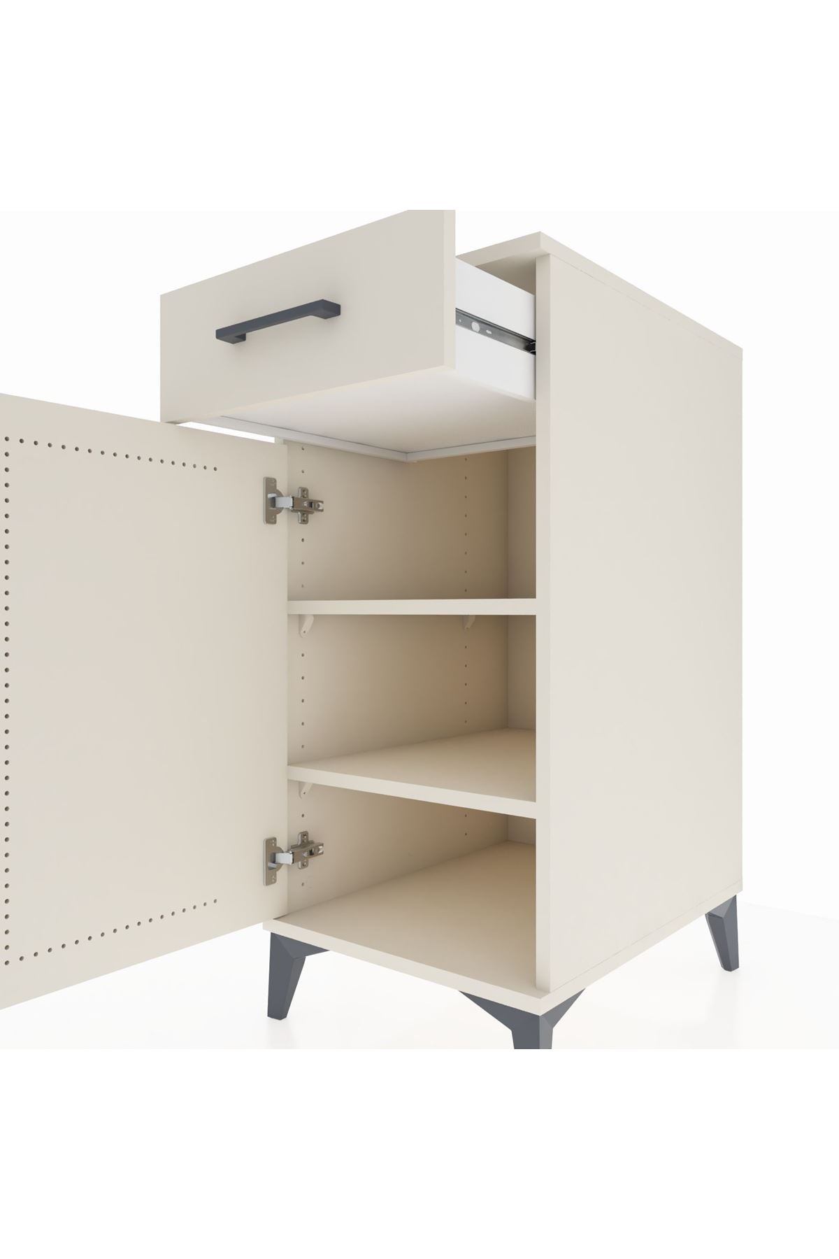 Kronos Komodin 2 Raflı Tek Çekmeceli Tek Kapaklı 44x59x96 Aytaşı-Aytaşı