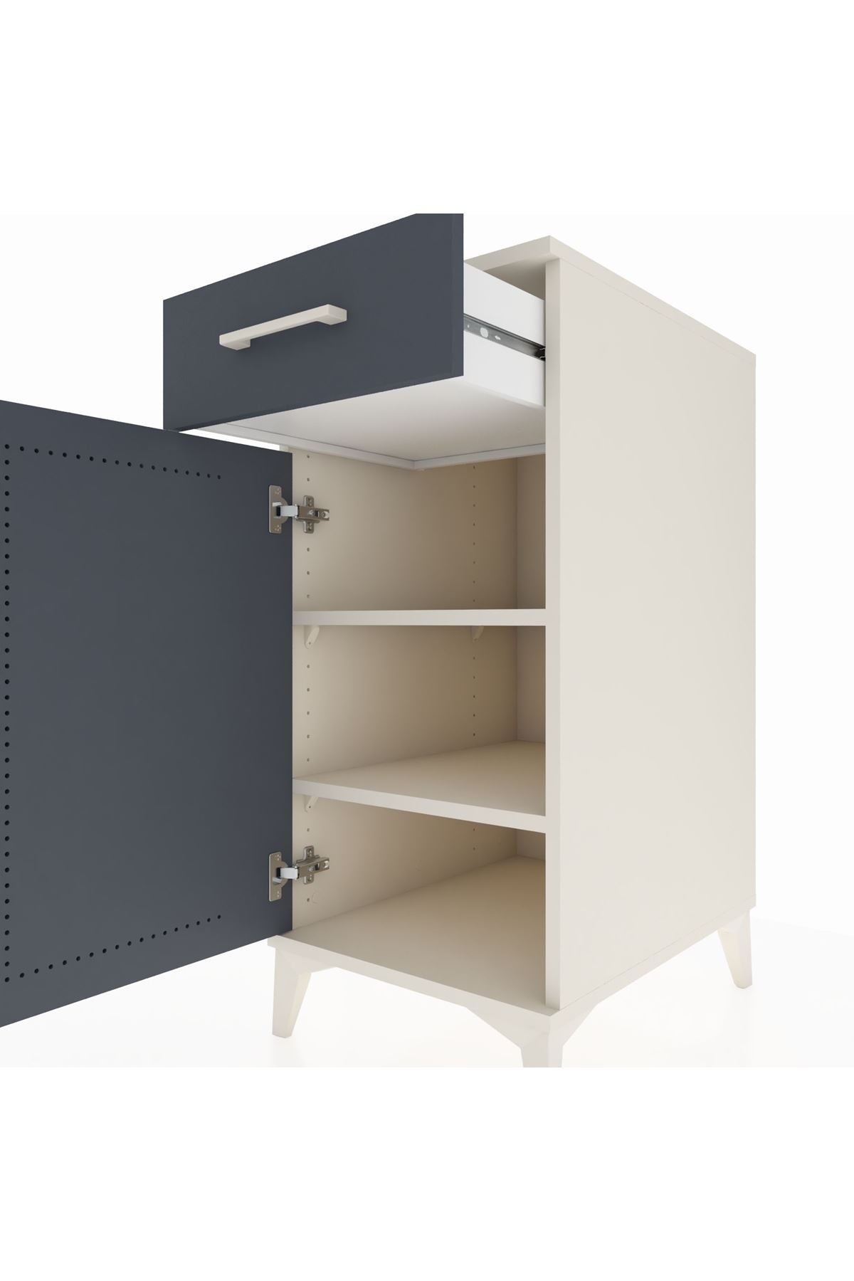 Kronos Komodin 2 Raflı Tek Çekmeceli Tek Kapaklı 44x59x96 Aytaşı-Antrasit