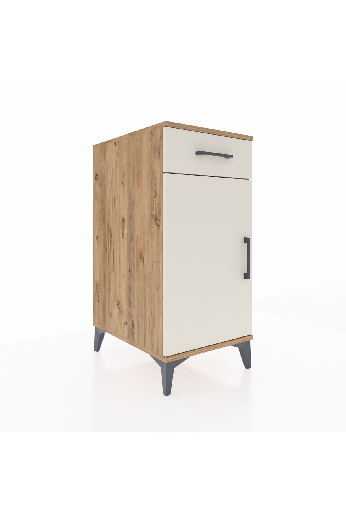 Kronos Komodin 2 Raflı Tek Çekmeceli Tek Kapaklı 44x59x96 Çam-Aytaşı