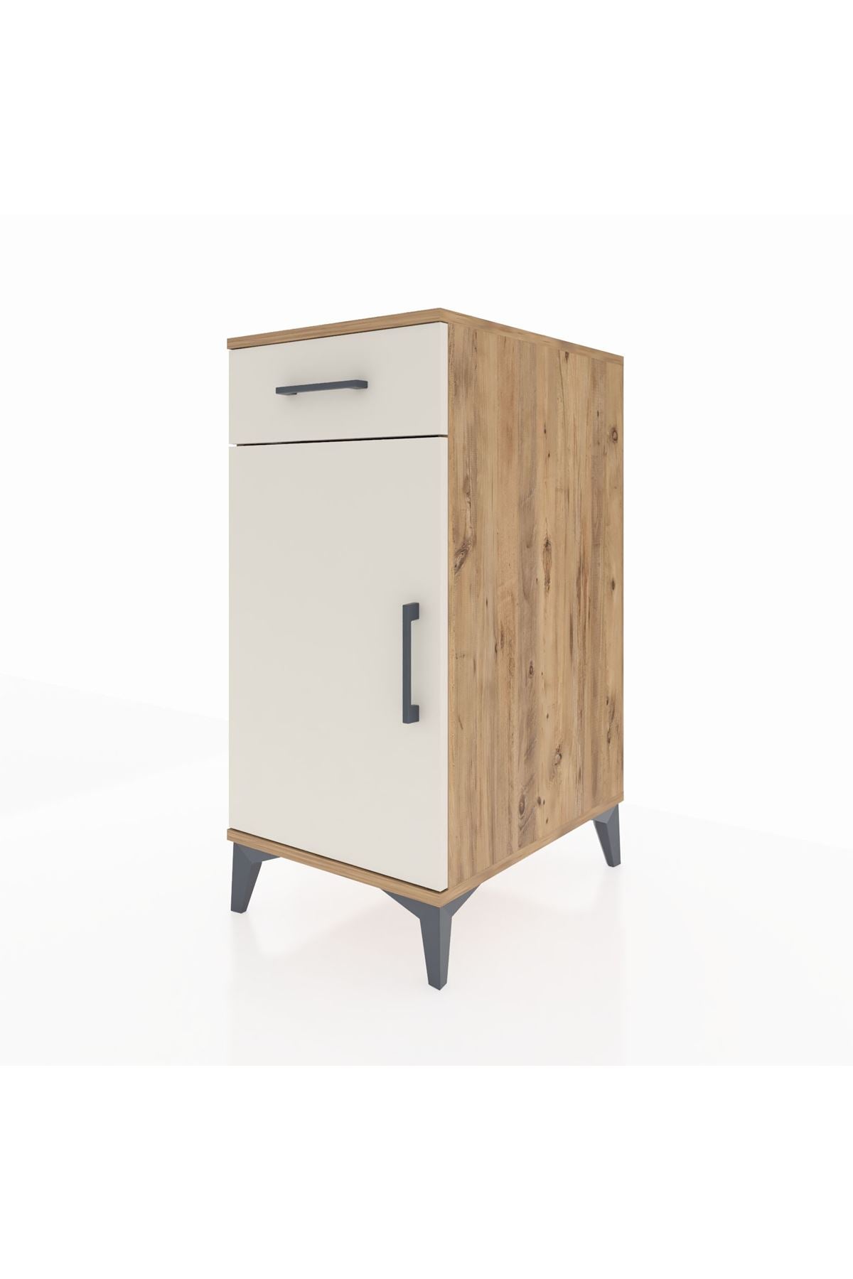 Kronos Komodin 2 Raflı Tek Çekmeceli Tek Kapaklı 44x59x96 Çam-Aytaşı