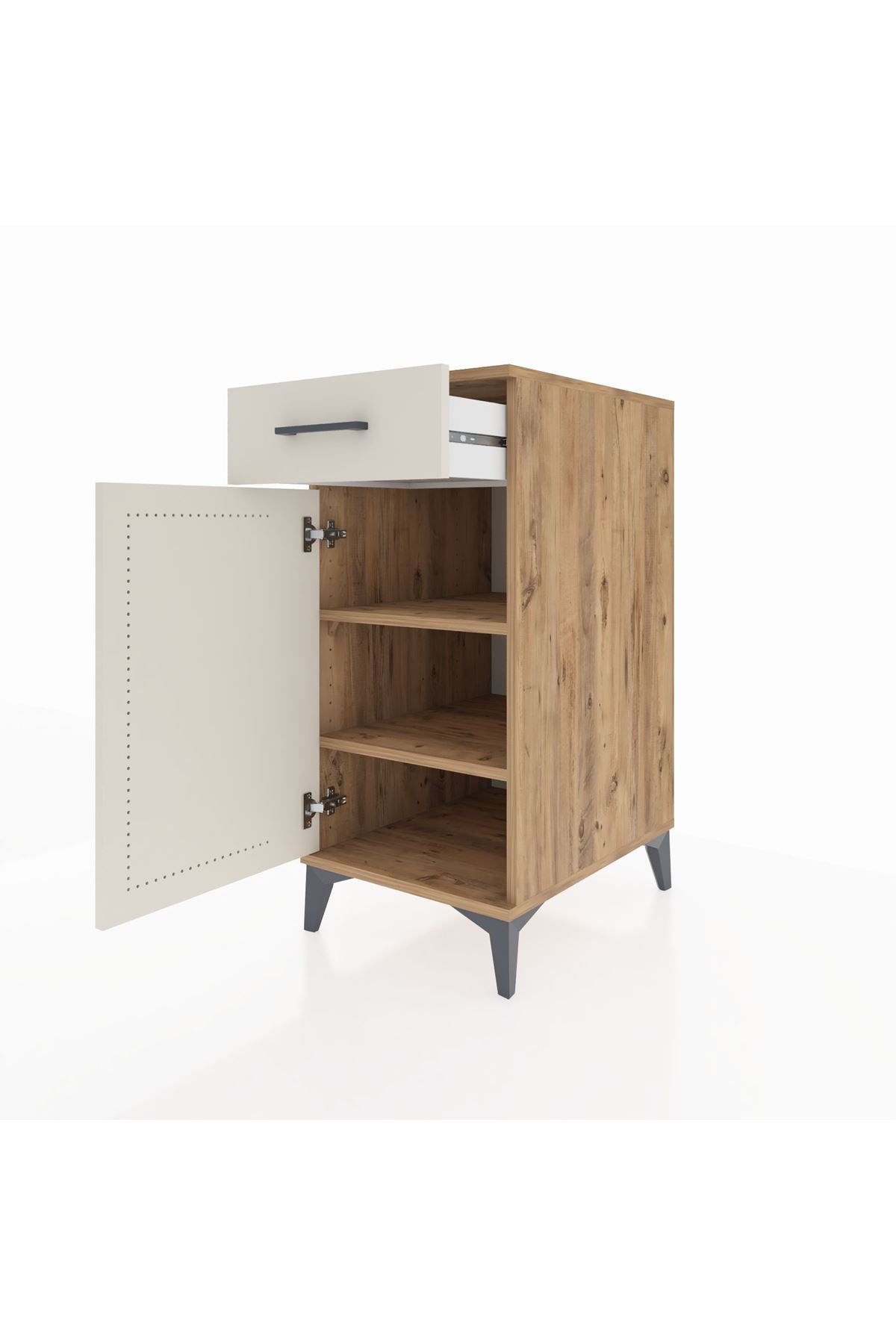 Kronos Komodin 2 Raflı Tek Çekmeceli Tek Kapaklı 44x59x96 Çam-Aytaşı