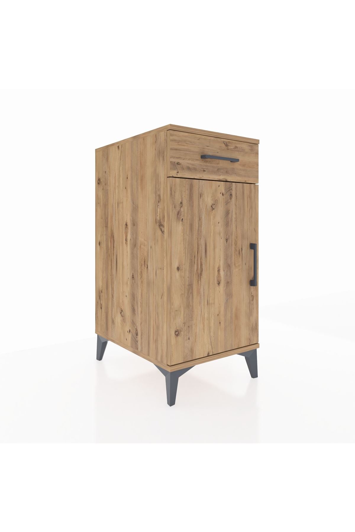 Kronos Komodin 2 Raflı Tek Çekmeceli Tek Kapaklı 44x59x96 Çam-Çam
