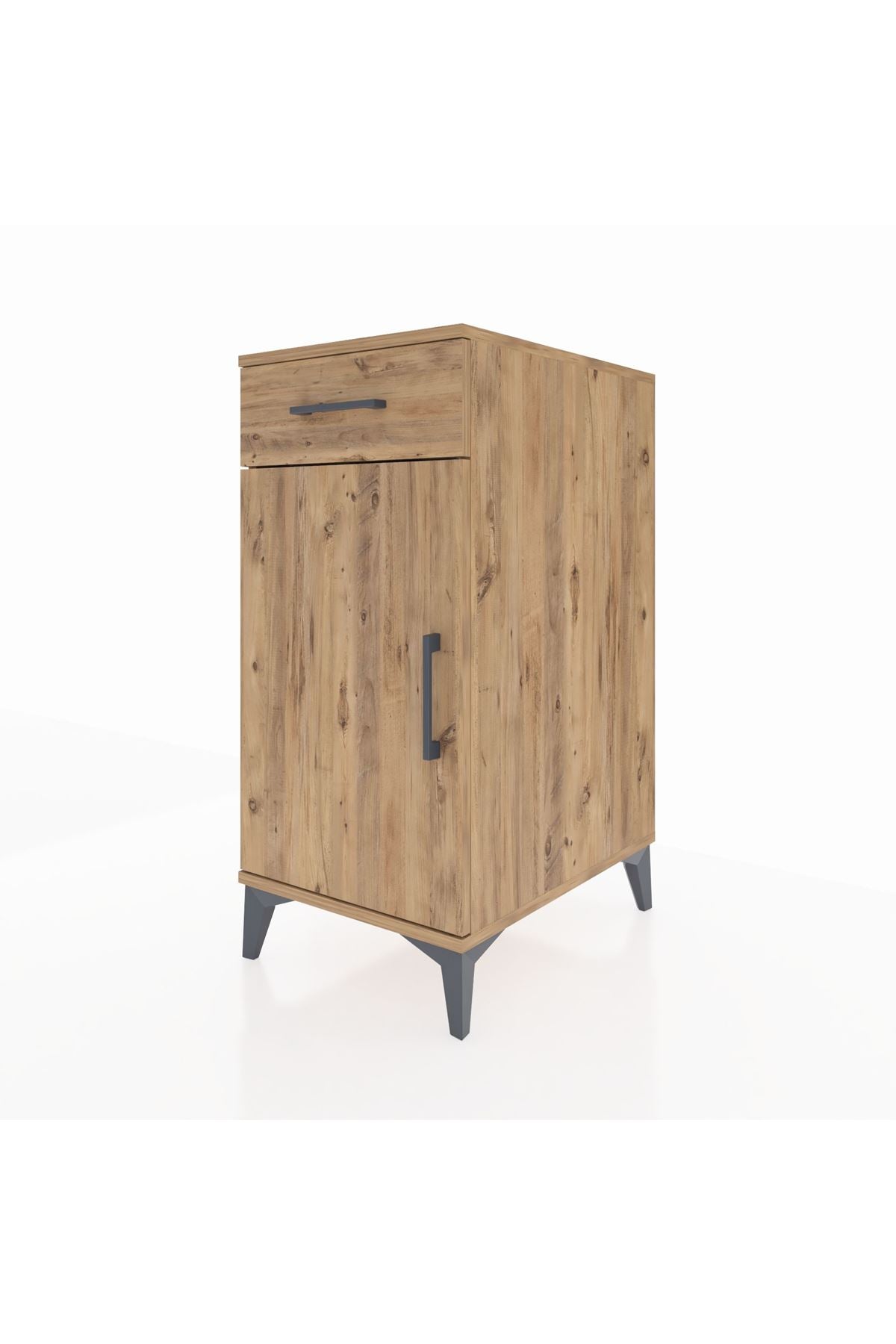 Kronos Komodin 2 Raflı Tek Çekmeceli Tek Kapaklı 44x59x96 Çam-Çam
