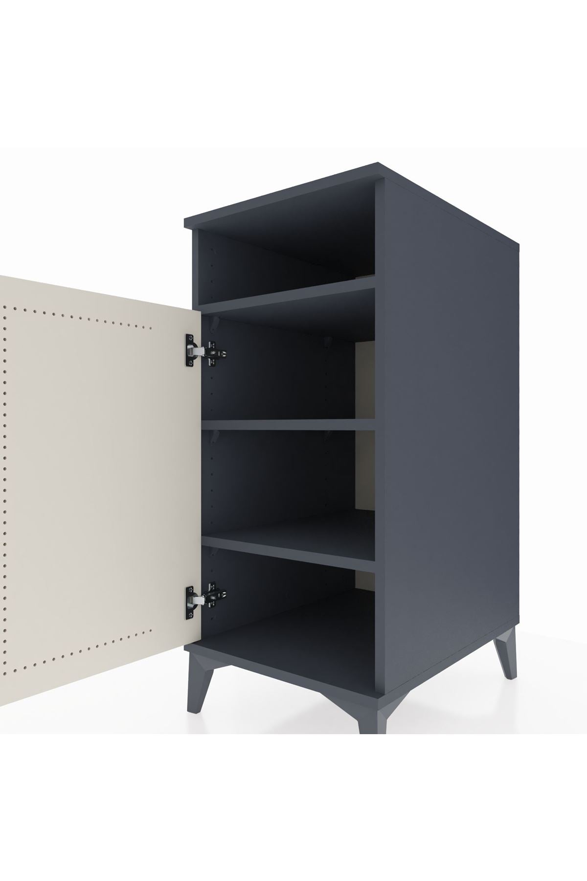 Kronos Komodin 3 Raflı Tek Kapaklı 44x59x96 Antrasit-Aytaşı