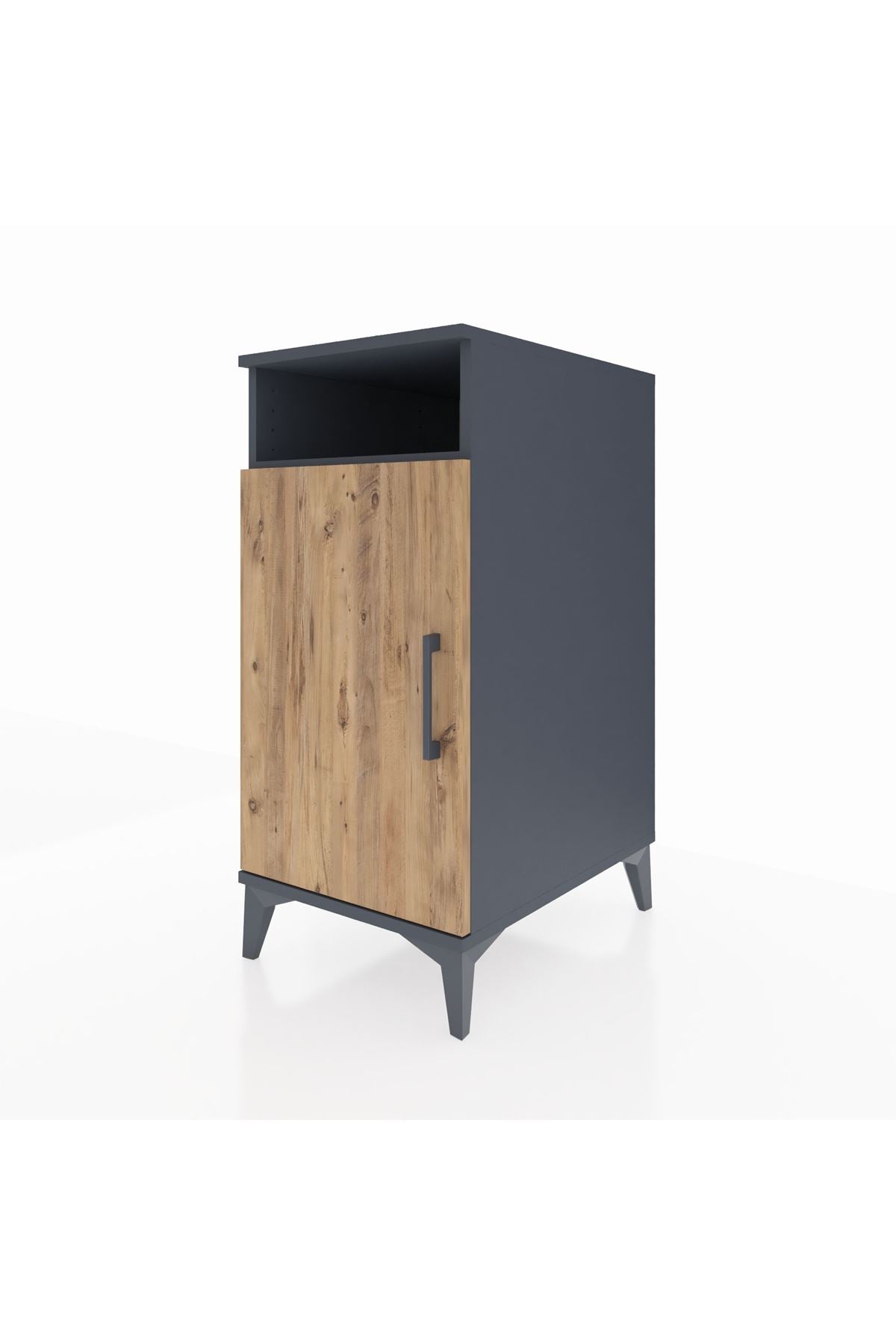 Kronos Komodin 3 Raflı Tek Kapaklı 44x59x96 Antrasit-Çam