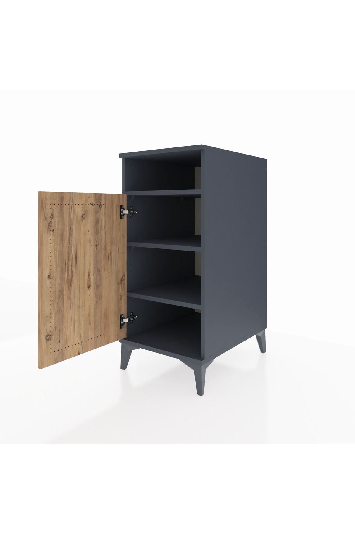 Kronos Komodin 3 Raflı Tek Kapaklı 44x59x96 Antrasit-Çam