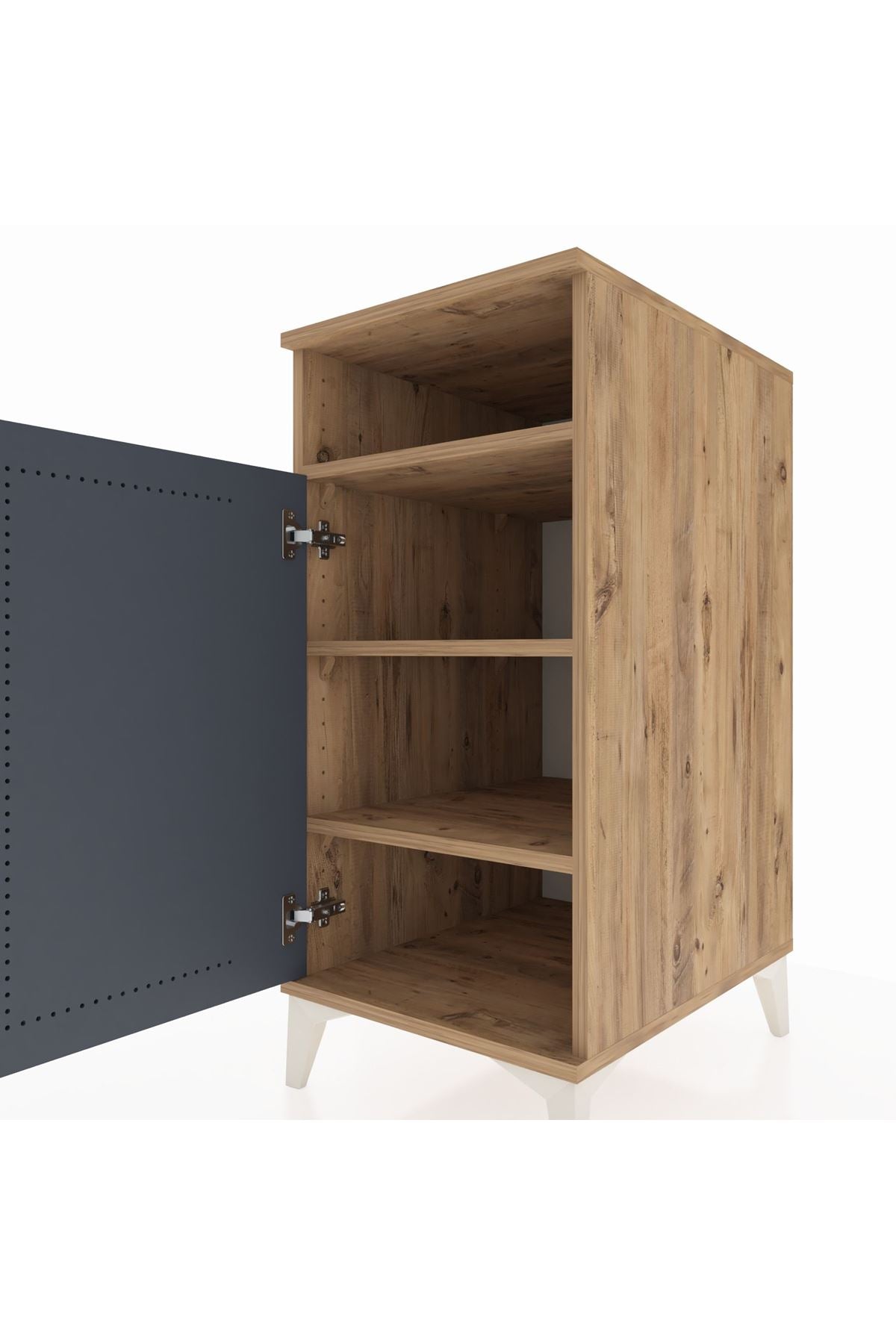 Kronos Komodin 3 Raflı Tek Kapaklı 44x59x96 Çam-Antrasit