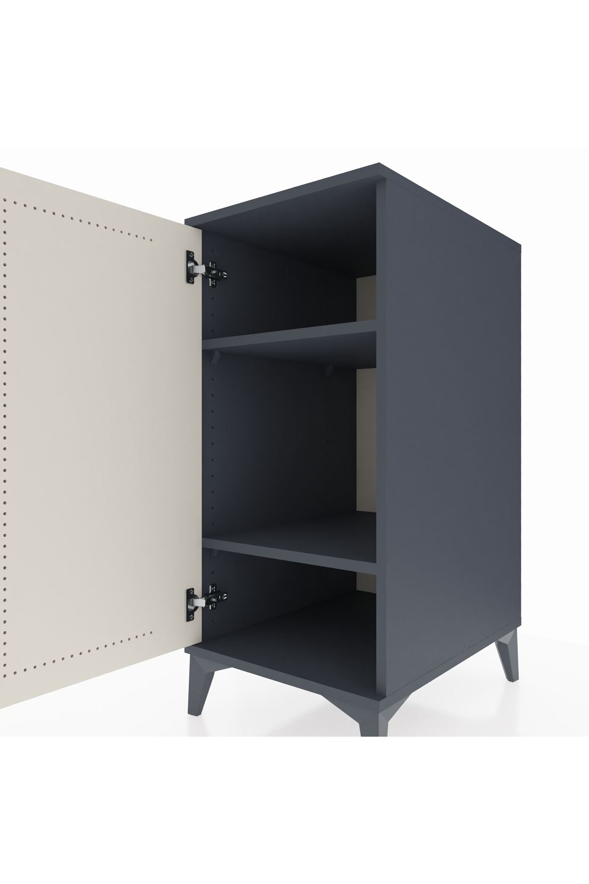 Kronos Komodin 2 Raflı Tek Kapaklı 44x59x96 Antrasit-Aytaşı