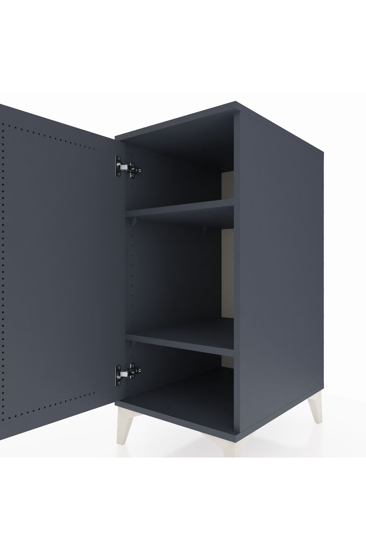 Kronos Komodin 2 Raflı Tek Kapaklı 44x59x96 Antrasit-Antrasit
