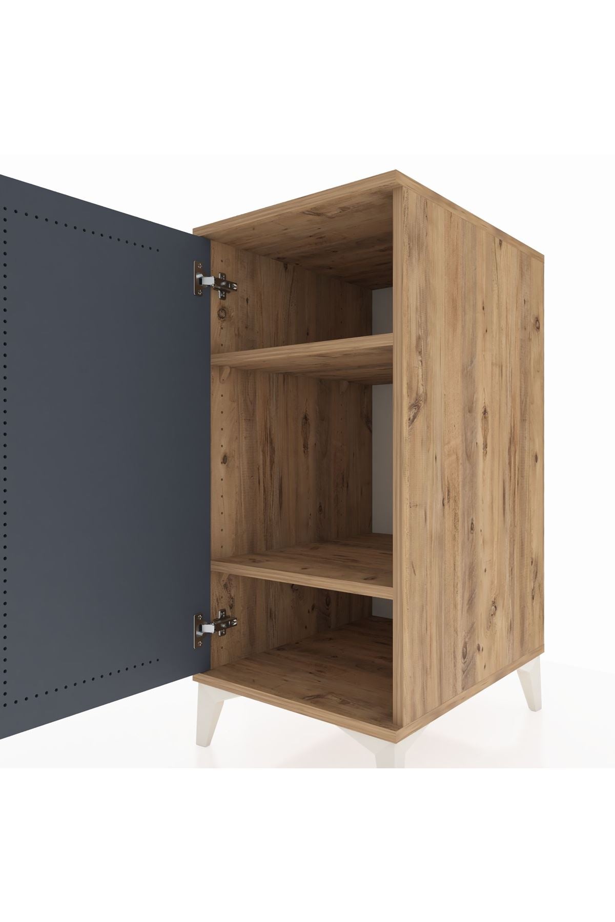 Kronos Komodin 2 Raflı Tek Kapaklı 44x59x96 Çam-Antrasit
