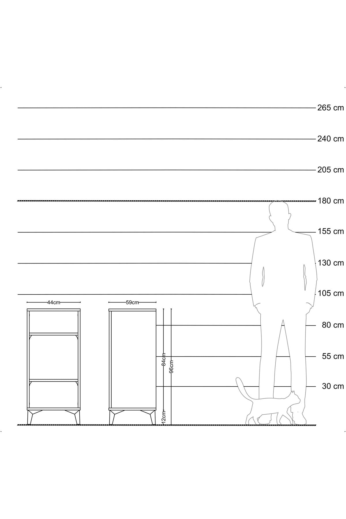 Kronos Komodin 2 Raflı 44x59x96 Aytaşı-Antrasit