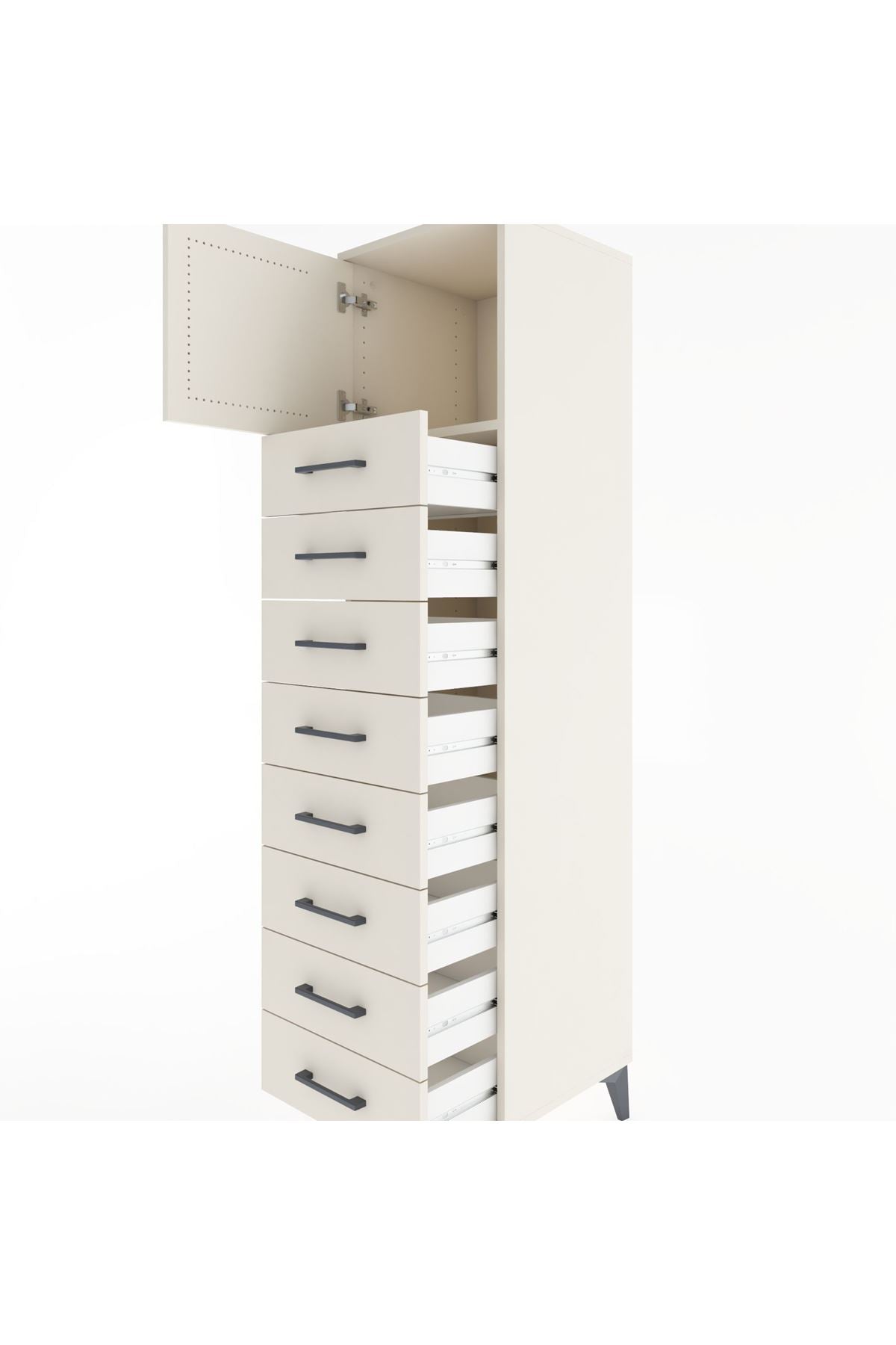 Hyperion Dolap Tek Raflı 8 Çekmeceli Tek Kapaklı 44x44x182 Aytaşı-Aytaşı