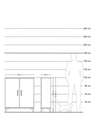 Hyperion Komodin 2 Raflı 2 Kapaklı 60x44x106 Antrasit-Antrasit