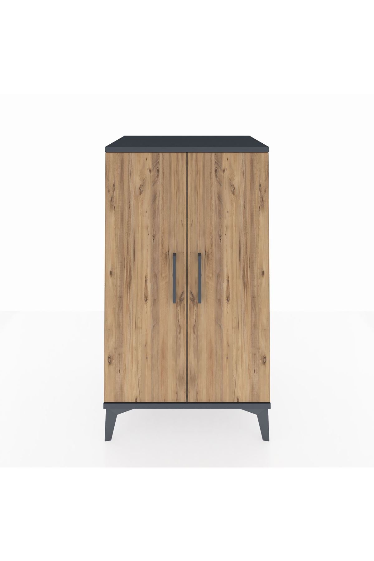 Hyperion Komodin 2 Raflı 2 Kapaklı 60x44x106 Antrasit-Çam