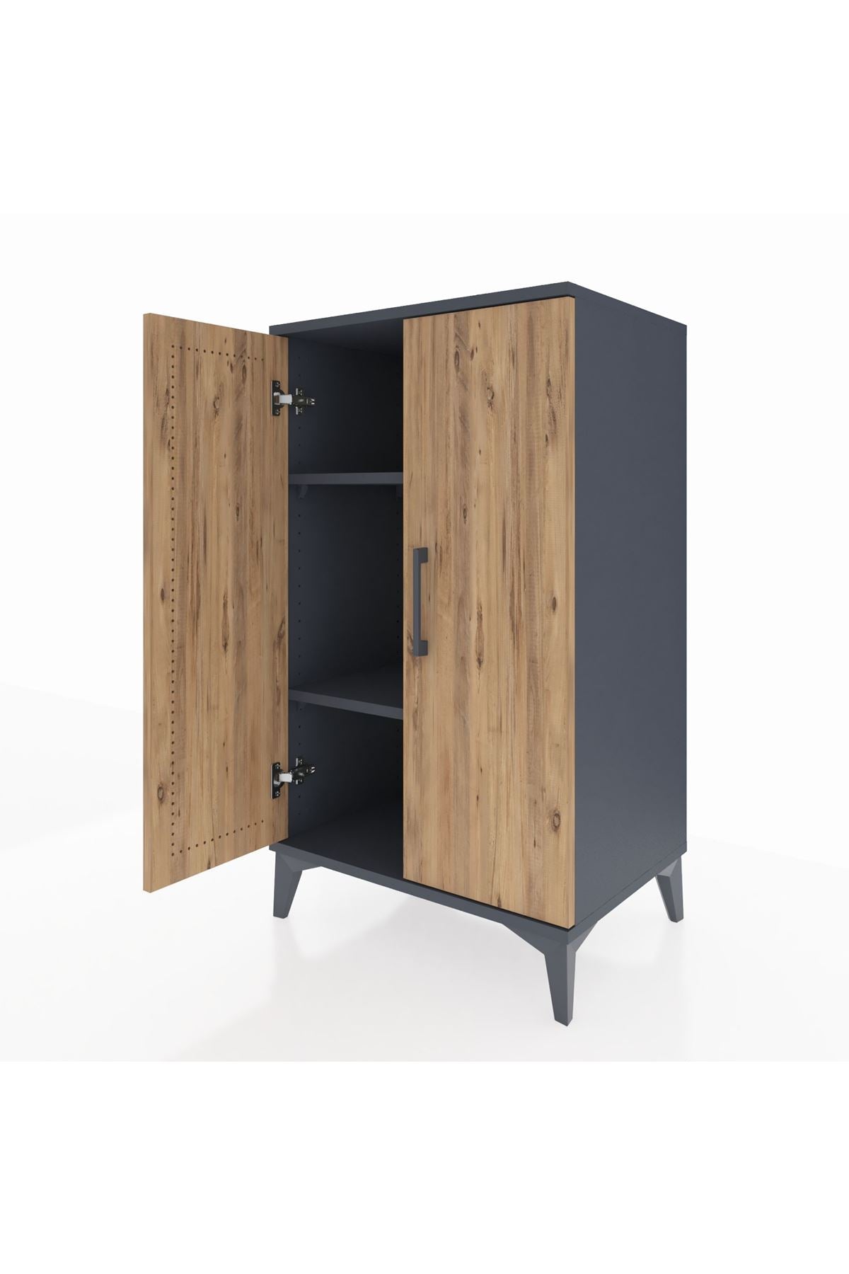 Hyperion Komodin 2 Raflı 2 Kapaklı 60x44x106 Antrasit-Çam