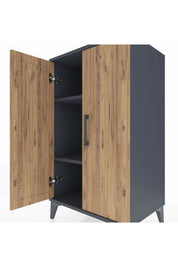 Hyperion Komodin 2 Raflı 2 Kapaklı 60x44x106 Antrasit-Çam