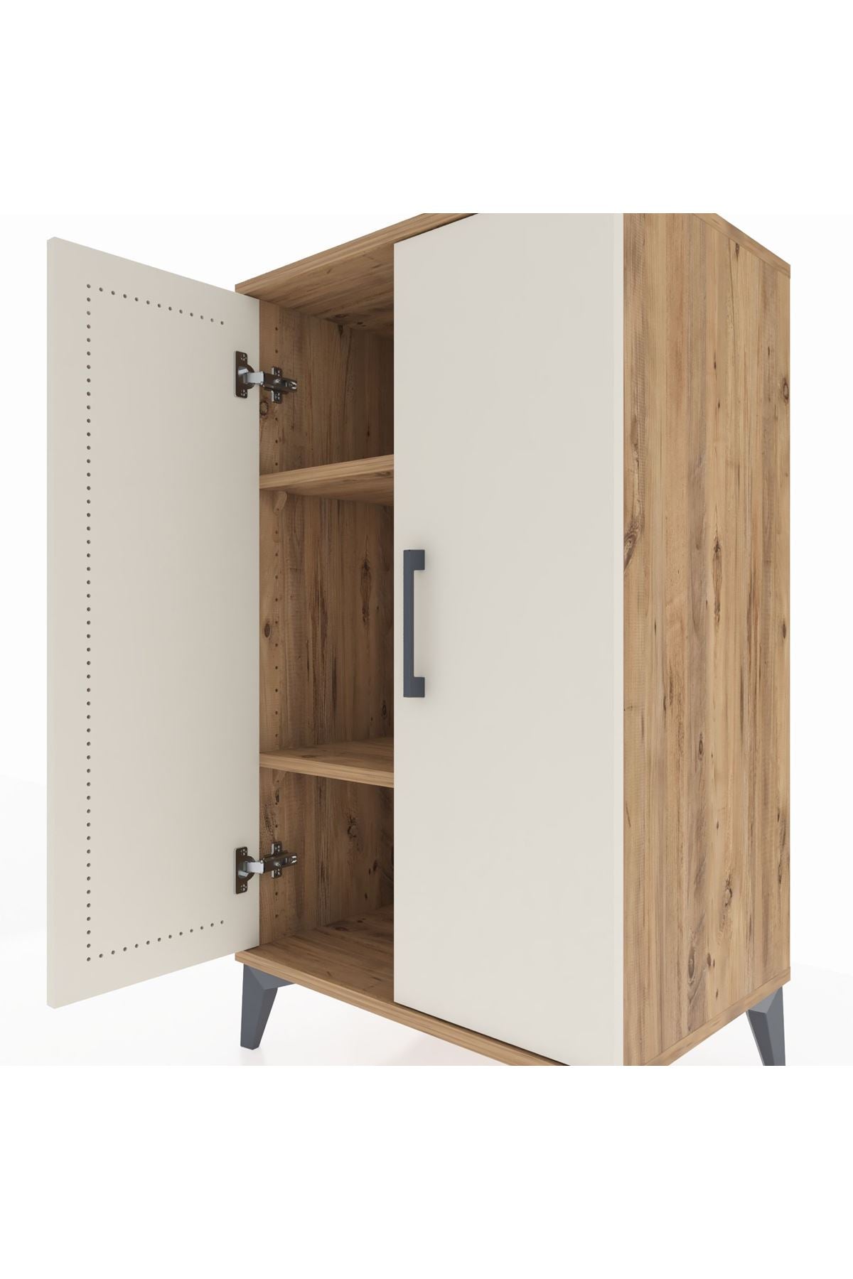 Hyperion Komodin 2 Raflı 2 Kapaklı 60x44x106 Çam-Aytaşı