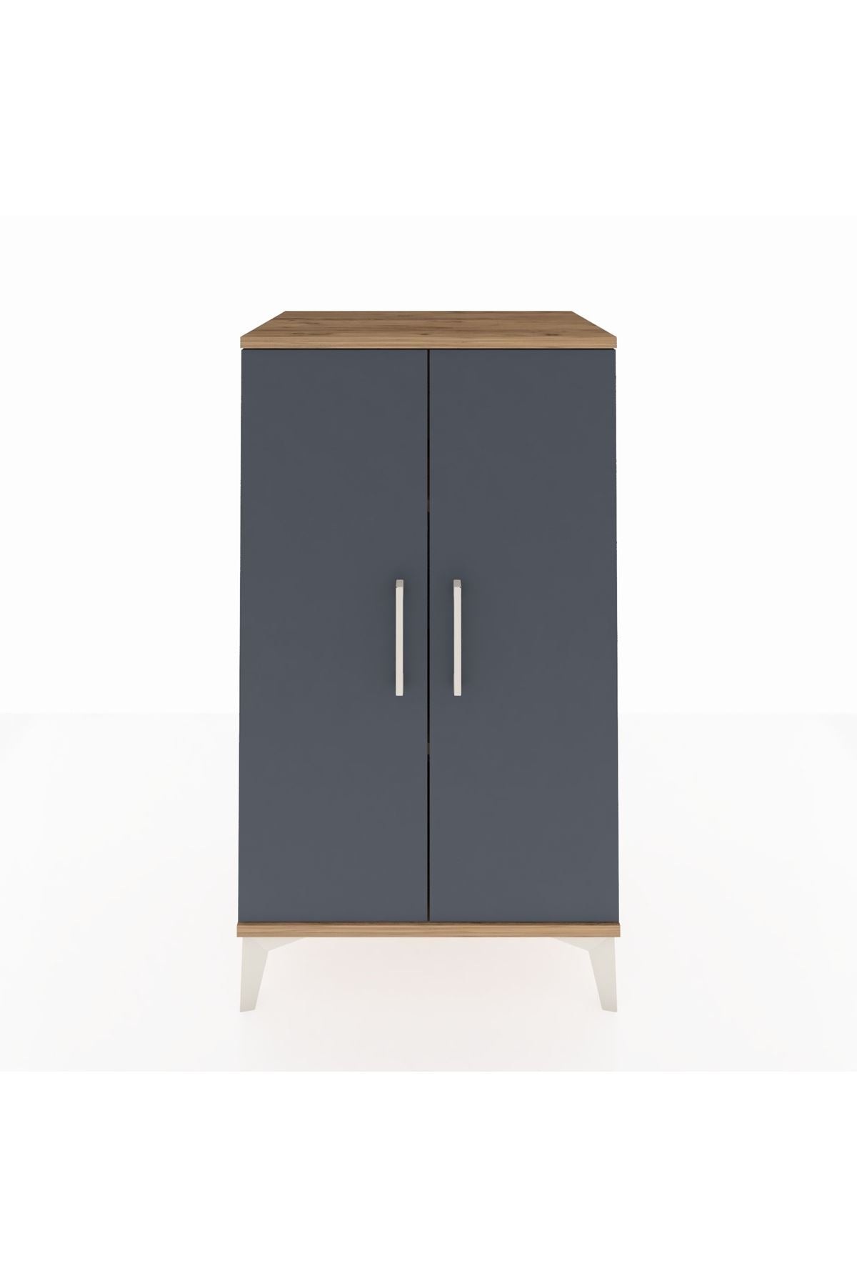 Hyperion Komodin 2 Raflı 2 Kapaklı 60x44x106 Çam-Antrasit