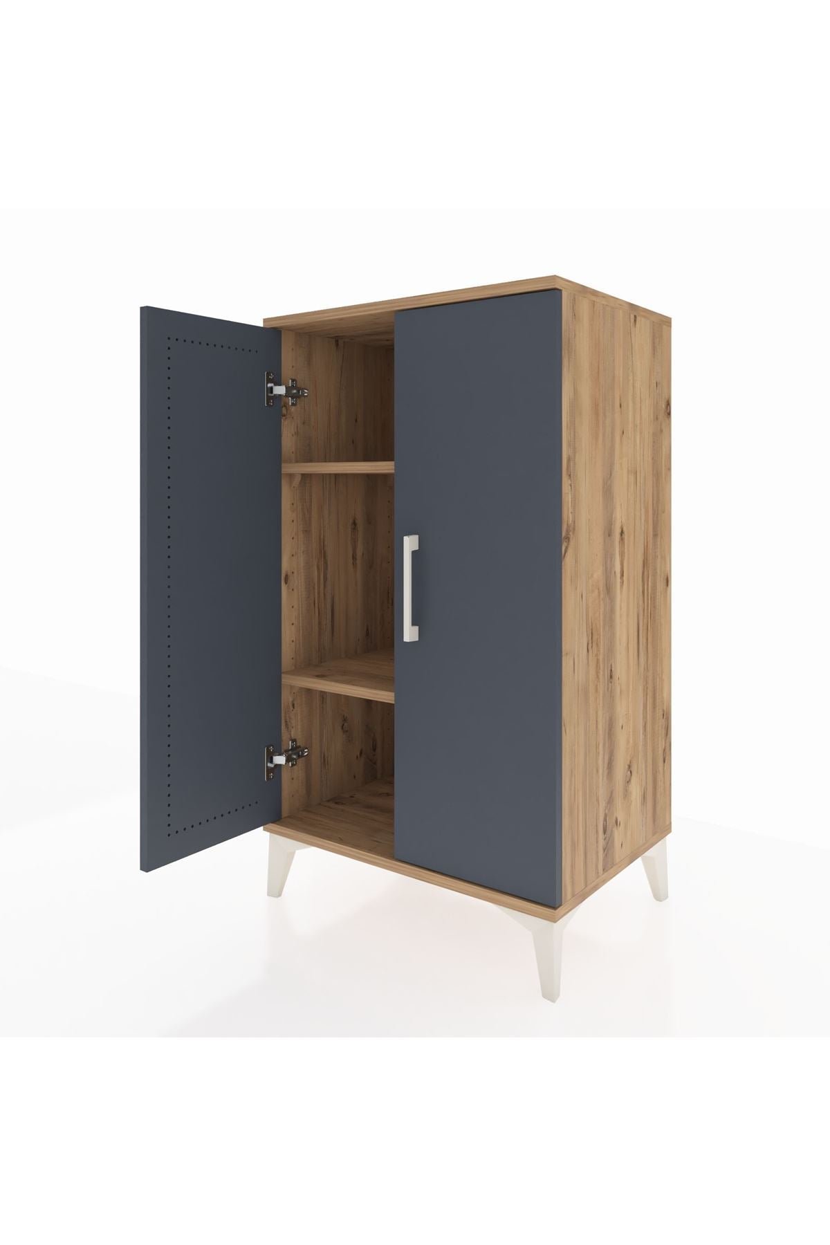 Hyperion Komodin 2 Raflı 2 Kapaklı 60x44x106 Çam-Antrasit