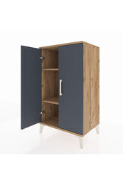 Hyperion Komodin 2 Raflı 2 Kapaklı 60x44x106 Çam-Antrasit