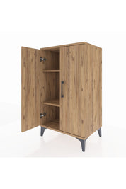 Hyperion Komodin 2 Raflı 2 Kapaklı 60x44x106 Çam-Çam