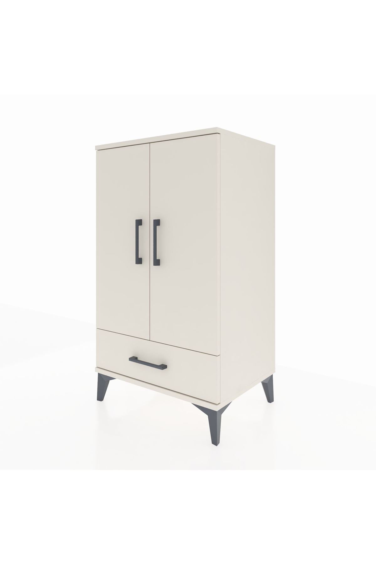 Hyperion Komodin 3 Raflı Tek Çekmeceli 2 Kapaklı 60x44x106 Aytaşı-Aytaşı