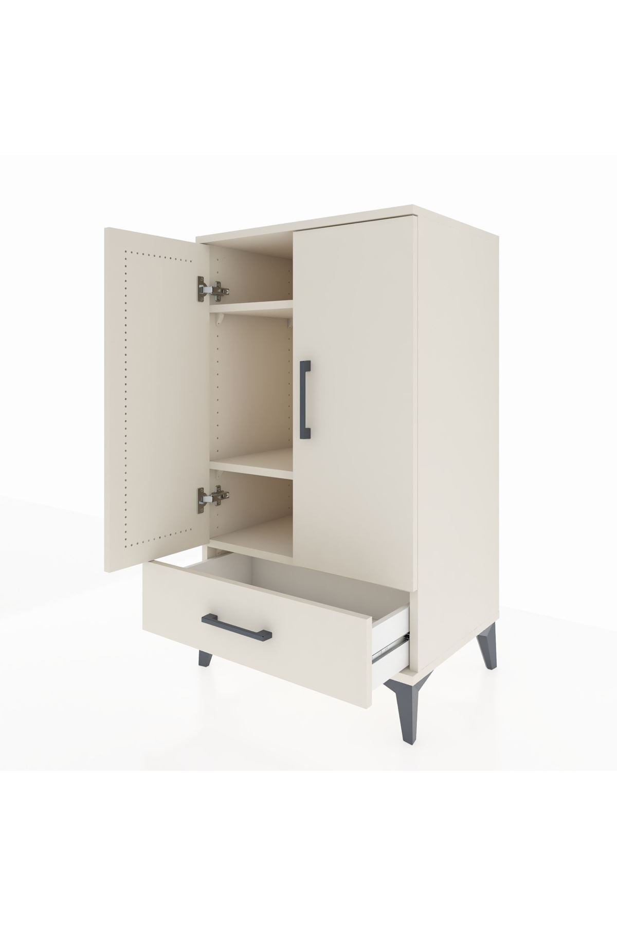 Hyperion Komodin 3 Raflı Tek Çekmeceli 2 Kapaklı 60x44x106 Aytaşı-Aytaşı