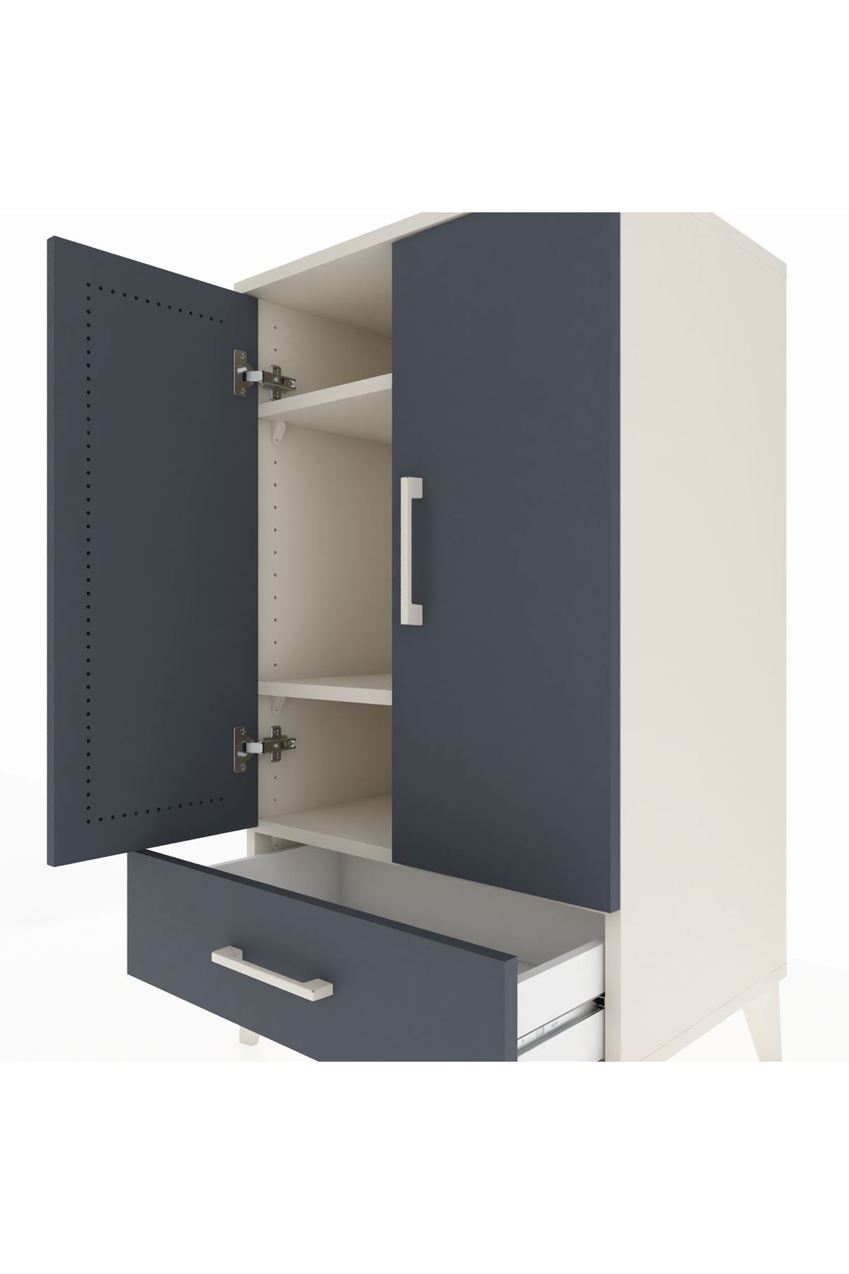 Hyperion Komodin 3 Raflı Tek Çekmeceli 2 Kapaklı 60x44x106 Aytaşı-Antrasit