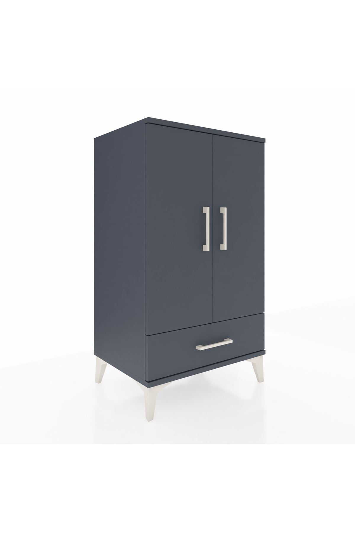 Hyperion Komodin 3 Raflı Tek Çekmeceli 2 Kapaklı 60x44x106 Antrasit-Antrasit