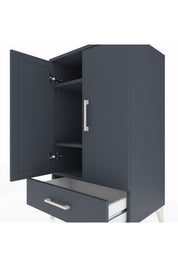 Hyperion Komodin 3 Raflı Tek Çekmeceli 2 Kapaklı 60x44x106 Antrasit-Antrasit