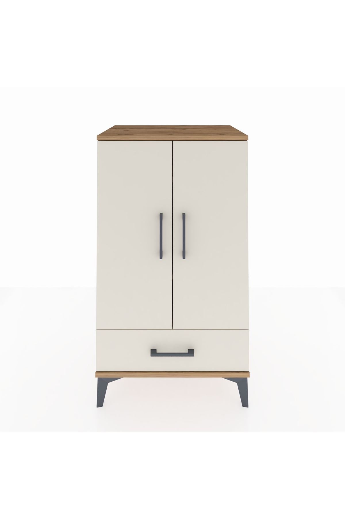 Hyperion Komodin 3 Raflı Tek Çekmeceli 2 Kapaklı 60x44x106 Çam-Aytaşı