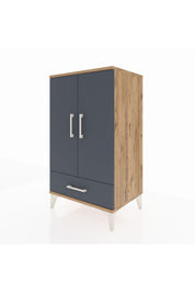 Hyperion Komodin 3 Raflı Tek Çekmeceli 2 Kapaklı 60x44x106 Çam-Antrasit