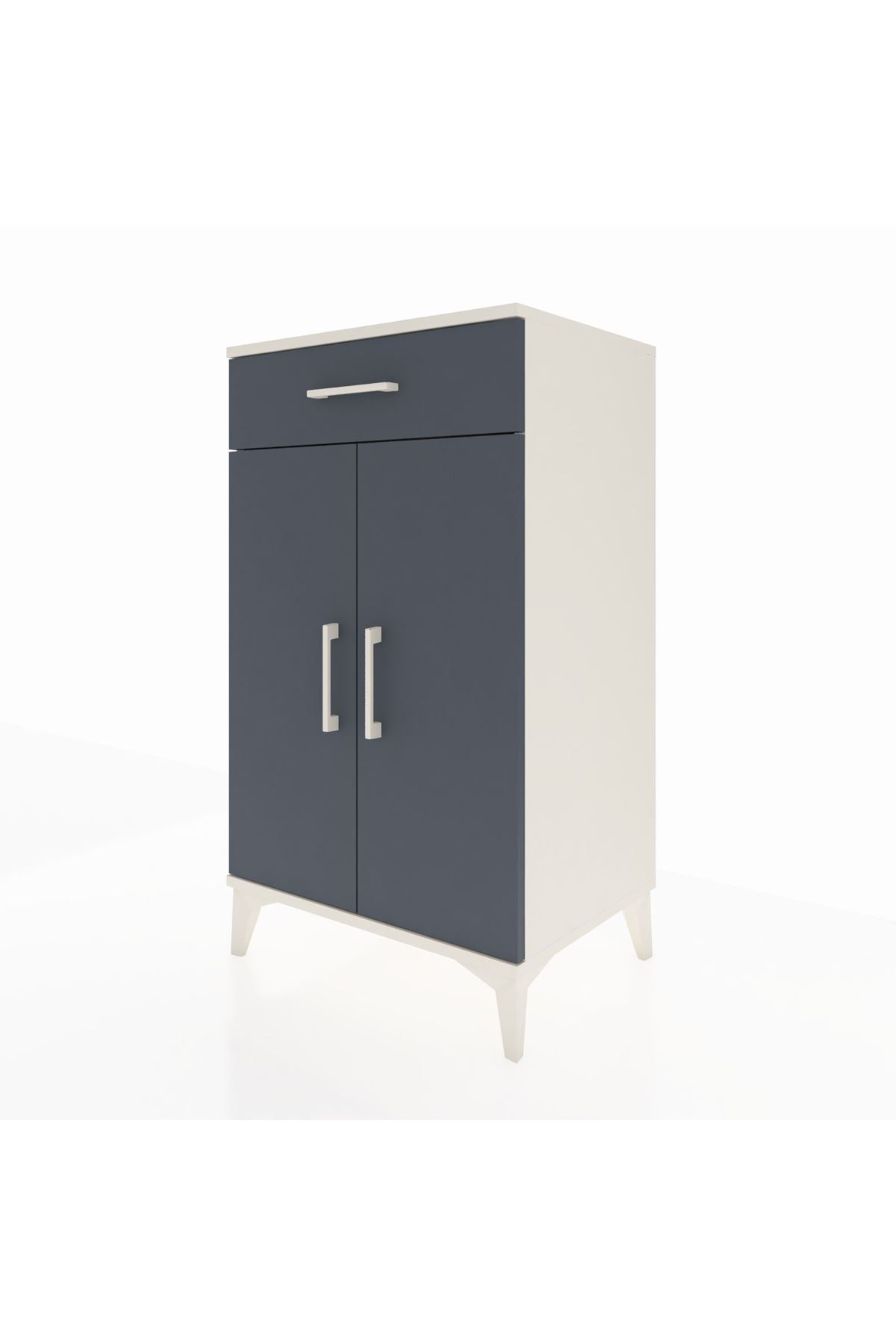 Hyperion Komodin 2 Raflı Tek Çekmeceli 2 Kapaklı 60x44x106 Aytaşı-Antrasit