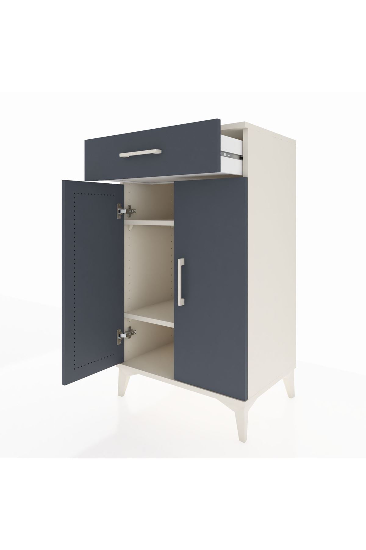 Hyperion Komodin 2 Raflı Tek Çekmeceli 2 Kapaklı 60x44x106 Aytaşı-Antrasit