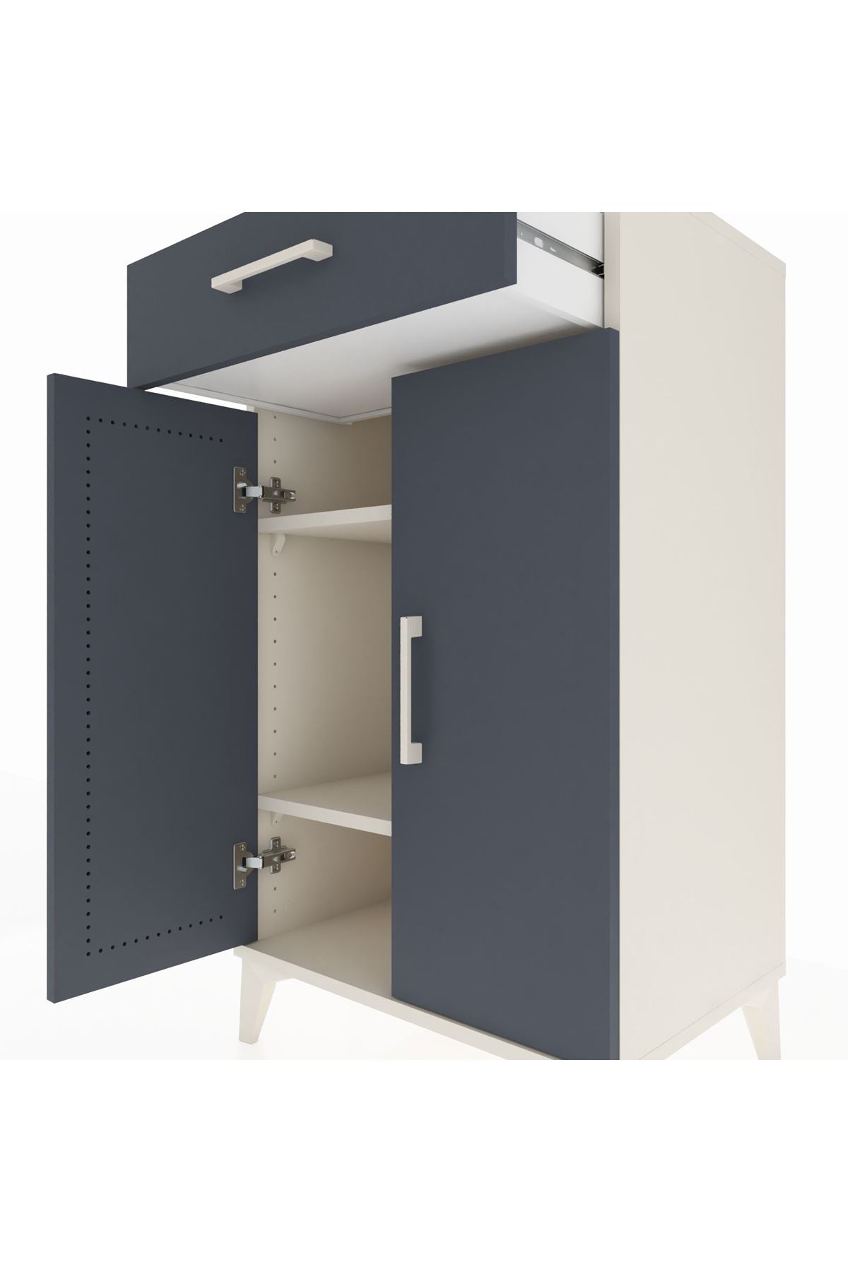 Hyperion Komodin 2 Raflı Tek Çekmeceli 2 Kapaklı 60x44x106 Aytaşı-Antrasit