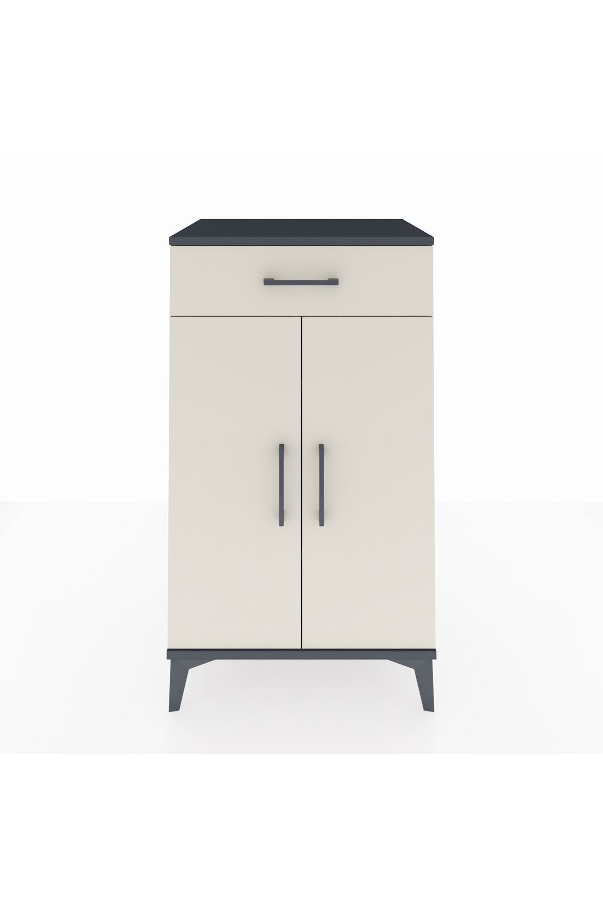 Hyperion Komodin 2 Raflı Tek Çekmeceli 2 Kapaklı 60x44x106 Antrasit-Aytaşı