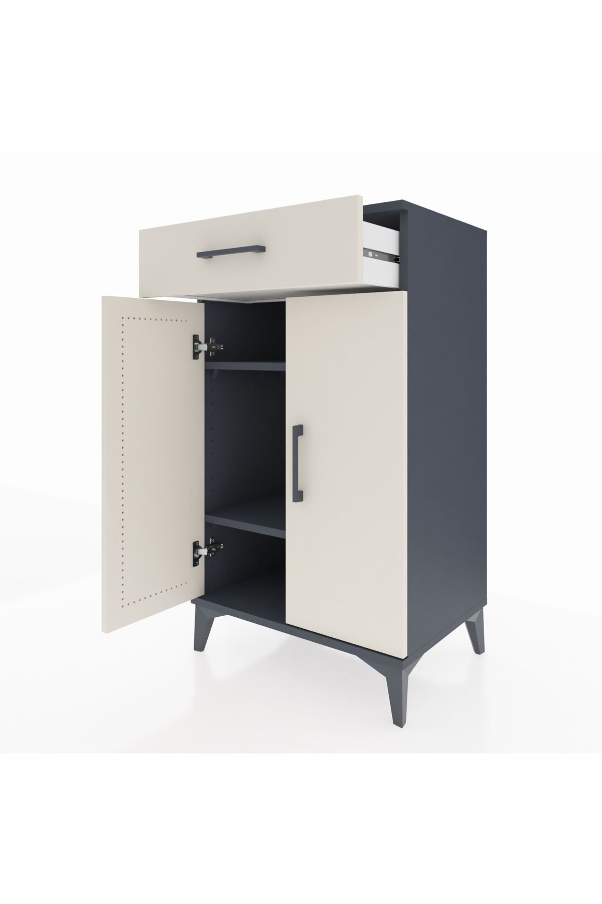 Hyperion Komodin 2 Raflı Tek Çekmeceli 2 Kapaklı 60x44x106 Antrasit-Aytaşı