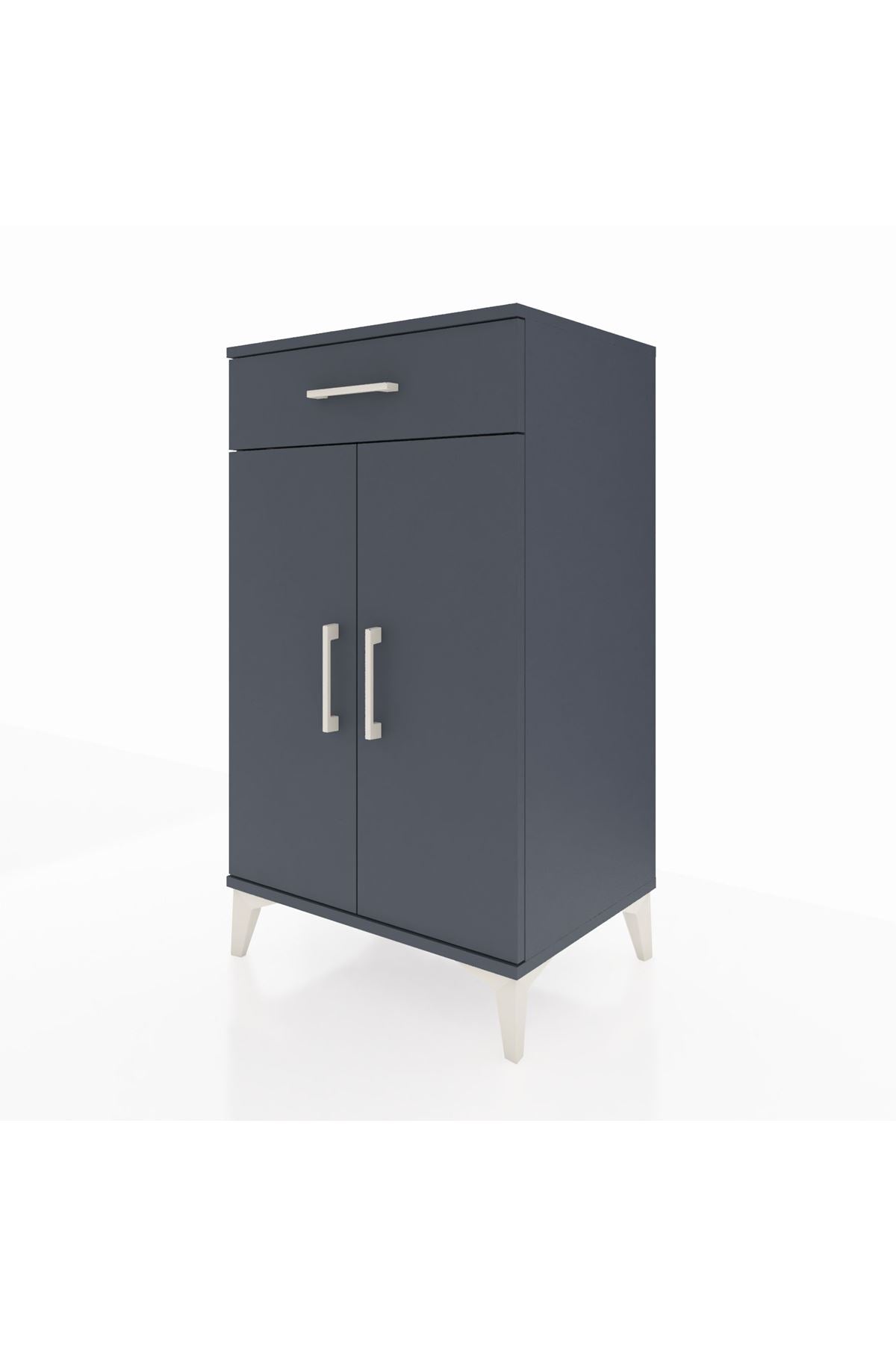 Hyperion Komodin 2 Raflı Tek Çekmeceli 2 Kapaklı 60x44x106 Antrasit-Antrasit