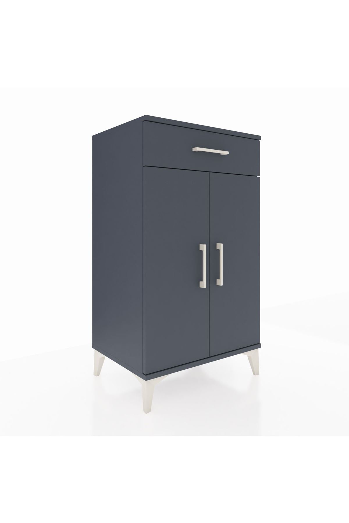 Hyperion Komodin 2 Raflı Tek Çekmeceli 2 Kapaklı 60x44x106 Antrasit-Antrasit