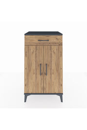 Hyperion Komodin 2 Raflı Tek Çekmeceli 2 Kapaklı 60x44x106 Antrasit-Çam