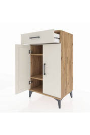 Hyperion Komodin 2 Raflı Tek Çekmeceli 2 Kapaklı 60x44x106 Çam-Aytaşı