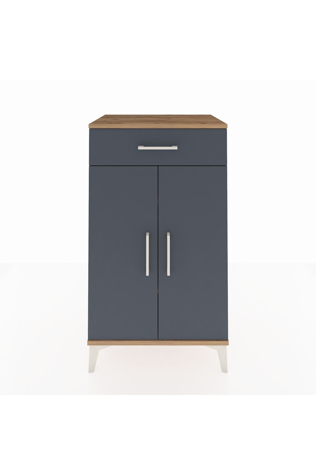 Hyperion Komodin 2 Raflı Tek Çekmeceli 2 Kapaklı 60x44x106 Çam-Antrasit