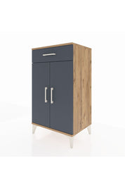 Hyperion Komodin 2 Raflı Tek Çekmeceli 2 Kapaklı 60x44x106 Çam-Antrasit