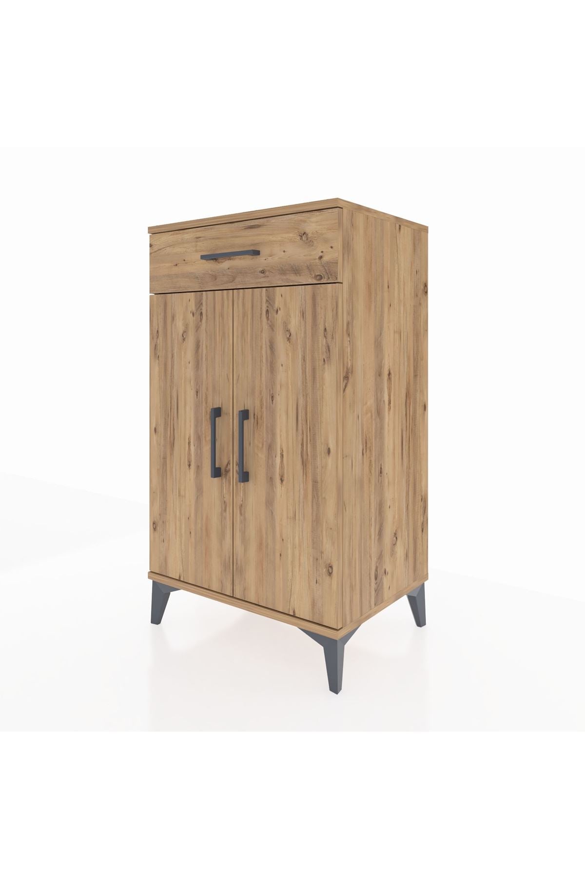 Hyperion Komodin 2 Raflı Tek Çekmeceli 2 Kapaklı 60x44x106 Çam-Çam