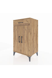 Hyperion Komodin 2 Raflı Tek Çekmeceli 2 Kapaklı 60x44x106 Çam-Çam