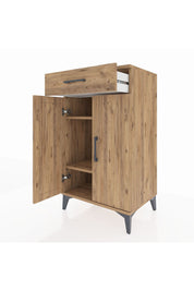 Hyperion Komodin 2 Raflı Tek Çekmeceli 2 Kapaklı 60x44x106 Çam-Çam