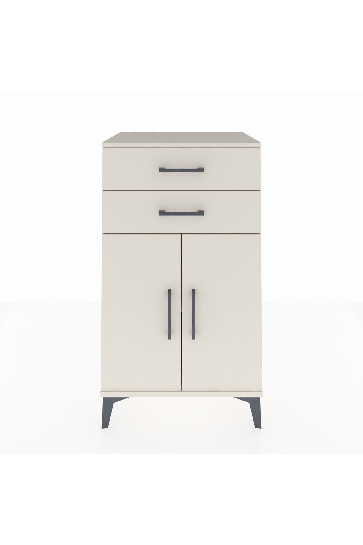 Hyperion Komodin Tek Raflı 2 Çekmeceli 2 Kapaklı 60x44x106 Aytaşı-Aytaşı