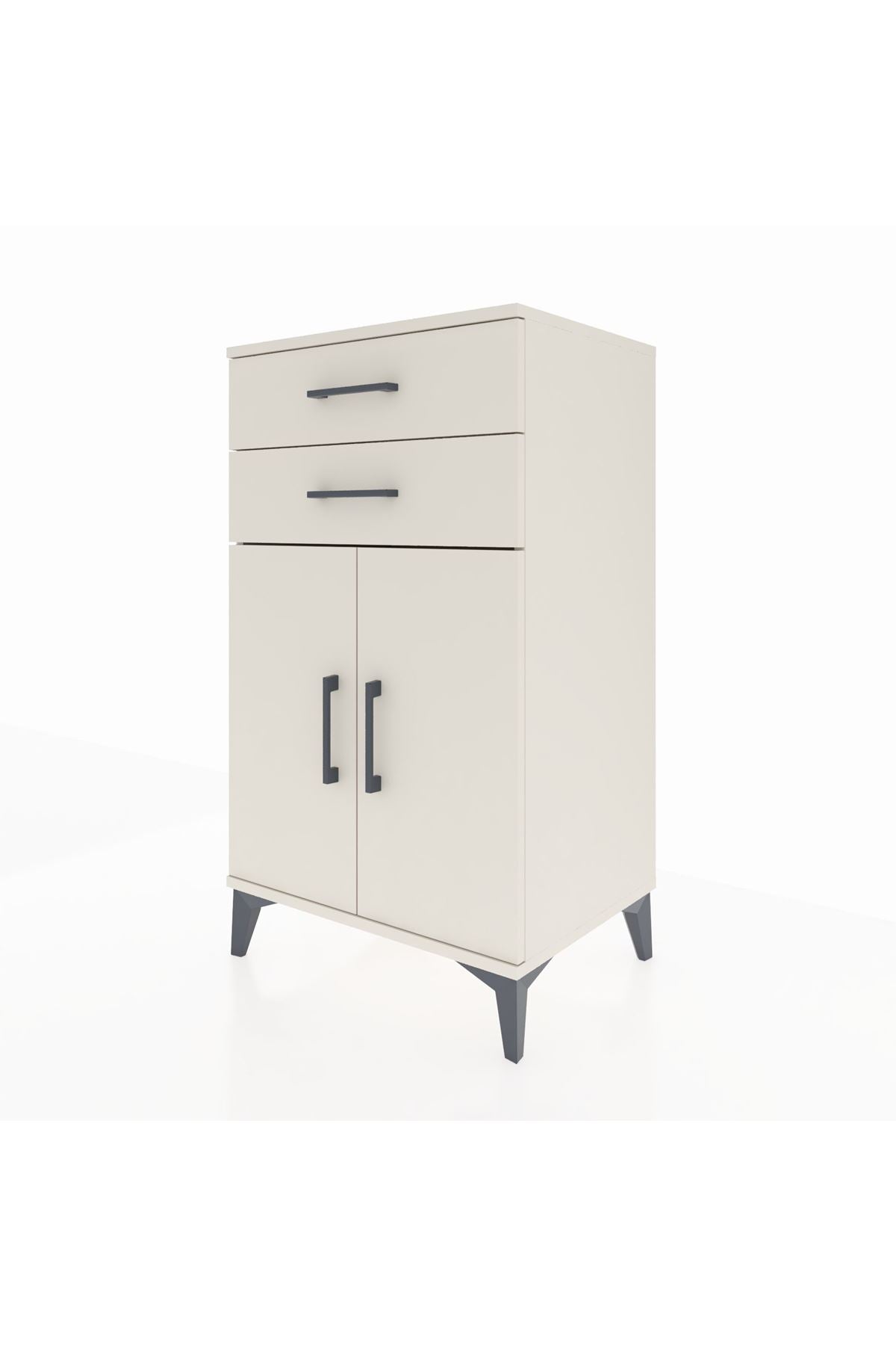 Hyperion Komodin Tek Raflı 2 Çekmeceli 2 Kapaklı 60x44x106 Aytaşı-Aytaşı