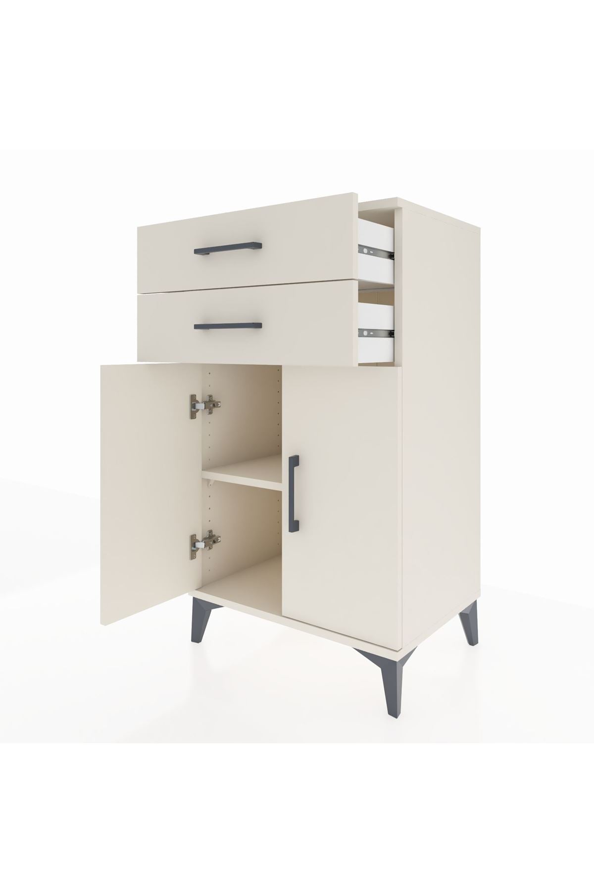 Hyperion Komodin Tek Raflı 2 Çekmeceli 2 Kapaklı 60x44x106 Aytaşı-Aytaşı